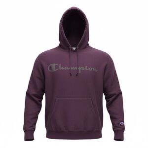 Vintage Champion Reverse Weave Hoodie Maroon Purple Logo XL Heavyweight Y2K